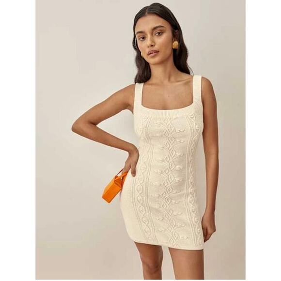 Reformation Women’s Cento Cotton Sweater Cream Knit Dress size Medium - Picture 7 of 7